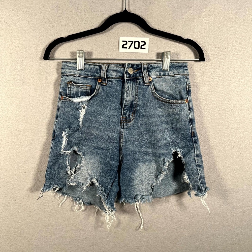 Great Smoky Bermuda Shorts Womens Small Blue Denim Distressed Stretch Outdoor
